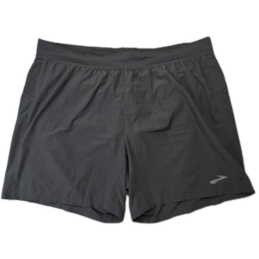 Brooks Sherpa 7" 2-in-1 Running Shorts Men XL Black Lined Zip Pocket Pre-Owned